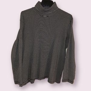 Jones New York Sport Vintage Black & White Striped Turtleneck